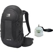 【お買い得セット】Karrimor ランクス25 Black（9000） ＆ 東京ベル 森の鈴 Pico カバー付き クリアー/グリーン セット [ザック 25L ＆ 熊鈴 熊よけ鈴]