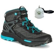 【お買い得セット】アク ロケットミッド DFS GTX BLACK/TURQUOISE（253） UK6（25cm） ＆ 東京ベル 森の鈴 Pico カバー付き クリアー/グリーン セット [レディース ハイキングシューズ ＆ 熊鈴 熊よけ鈴]