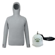 【お買い得セット】ミレー ワッフルウールフーディ HEATHER GREY（N4809） XS-Sサイズ（日本：S-Mサイズ） ＆ 東京ベル 森の鈴 Pico カバー付き クリアー/グリーン セット [メンズ カットソー ＆ 熊鈴 熊よけ鈴]
