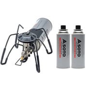 【まとめ買い割引】SOTO ソト レギュレーターストーブレンジオールブラックエディション シングルバーナー ガスストーブ ST-340BK ＋ SOTOパワーガスボンベ ST-760 2本 セット