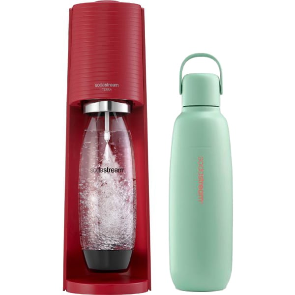 【まとめ買い割引】ソーダストリーム 炭酸水メーカー ＋ 炭酸飲料対応ステンレスボトルセット [Terra（テラ） スターターキット レッド SSM1102 ＋ SSB0089]