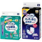 「ライフリー うす型軽快パンツ M 32枚 大人用おむつ パンツタイプ」+「ライフリー ズレずに安心 紙パンツ専用尿とりパッド 夜用 4回吸収 30枚 中度パッド」セット