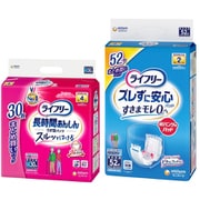 「ライフリー 長時間あんしん うす型パンツ M 30枚 大人用おむつ パンツタイプ」+「ライフリー ズレずに安心 紙パンツ専用尿とりパッド 昼用 2回吸収 52枚 男女共用 紙パンツ用パッド」セット