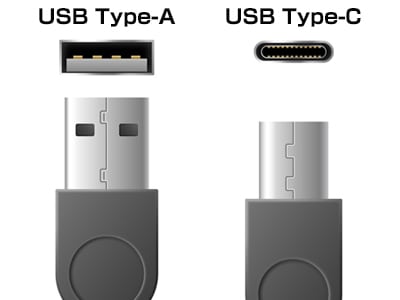 USB Type-Aの形状とUSB Type-Cの形状イメージ