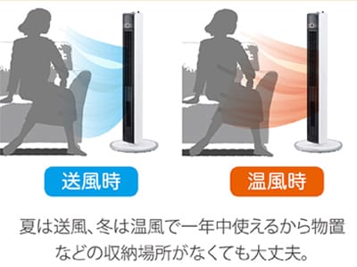 夏でも使用できる送風機能付きモデル