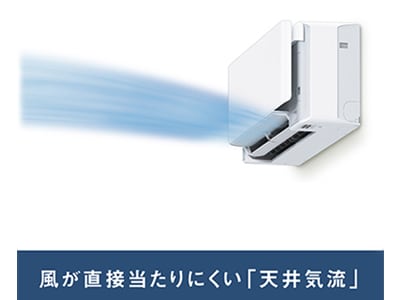 風が直接当たりにくい「天井気流」