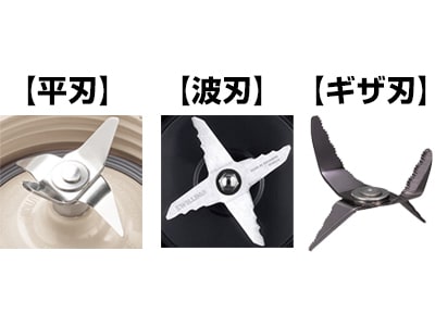 「平刃」「波刃」「ギザ刃」それぞれに特長があります